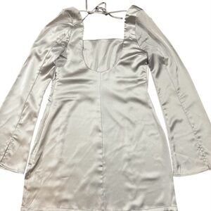 Elegant Silver Satin Dress